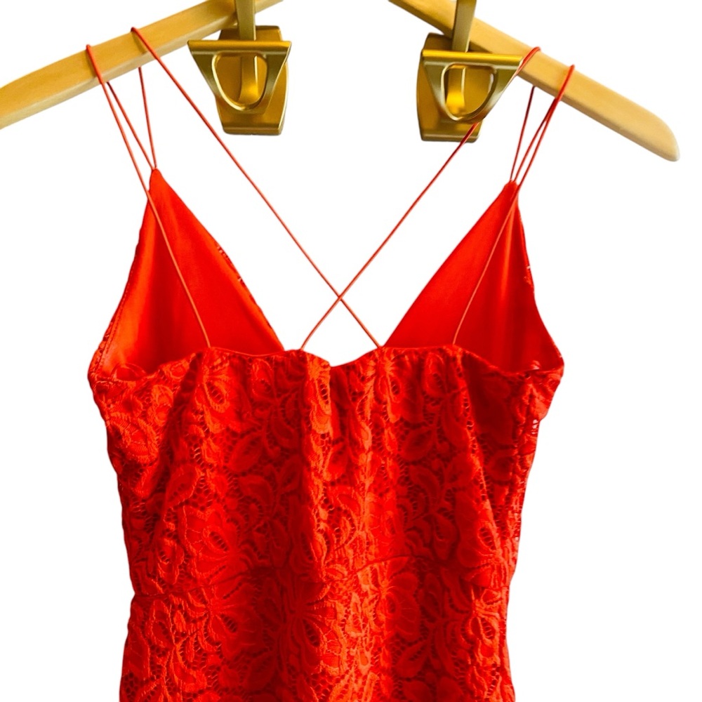 RIVER ISLAND NWT Aristopunk Red Lace Midi Dress US Size 2 - Picture 4 of 8